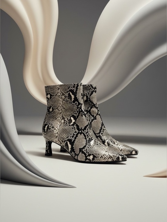 Steve Madden Shoes - Steve Madden Black & Cream Snakeskin Pointed Toe Ankle Boots